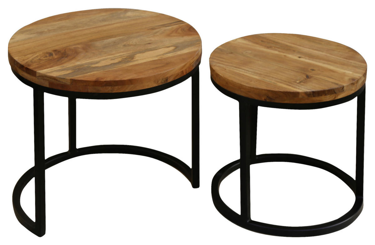 SATZTISCH in Holz, Metall  - Schwarz/Akaziefarben, MODERN, Holz/Metall - MID.YOU