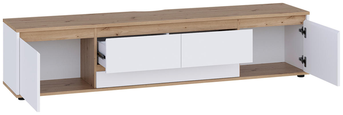TV-BÄNK 180/50/42 cm  - vit/svart, Modern, trämaterial (180/50/42cm) - Carryhome
