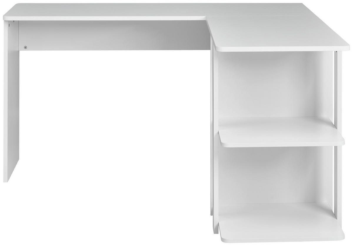 KOTNA PISALNA MIZA kovina, leseni material bela  - bela, Moderno, kovina/leseni material (140/75/140cm) - MID.YOU