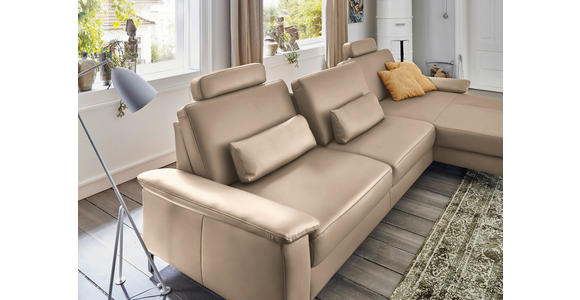 ECKSOFA in Echtleder Hellbraun 334/176 cm - Hellbraun/Schwarz, Design, Leder/Metall (334/176cm) - Dieter Knoll