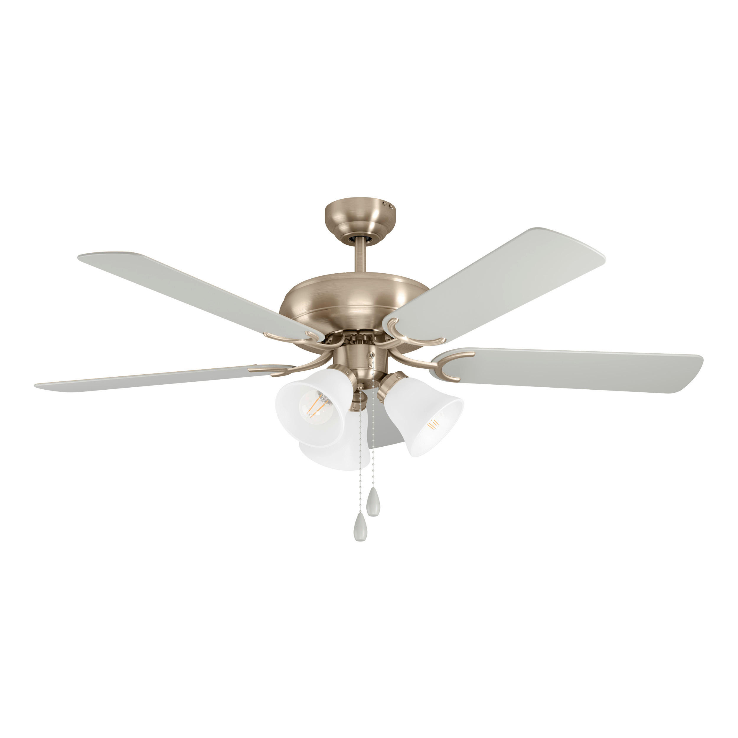 Ventilator mit Beleuchtung 132/47,4 cm   - Silberfarben/Nickelfarben, Basics, Holz/Metall (132/47,4cm) - Eglo