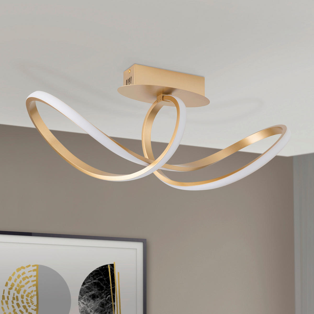 LED-DECKENLEUCHTE Circus 61/25/27 cm   - Messingfarben, Design, Kunststoff/Metall (61/25/27cm)