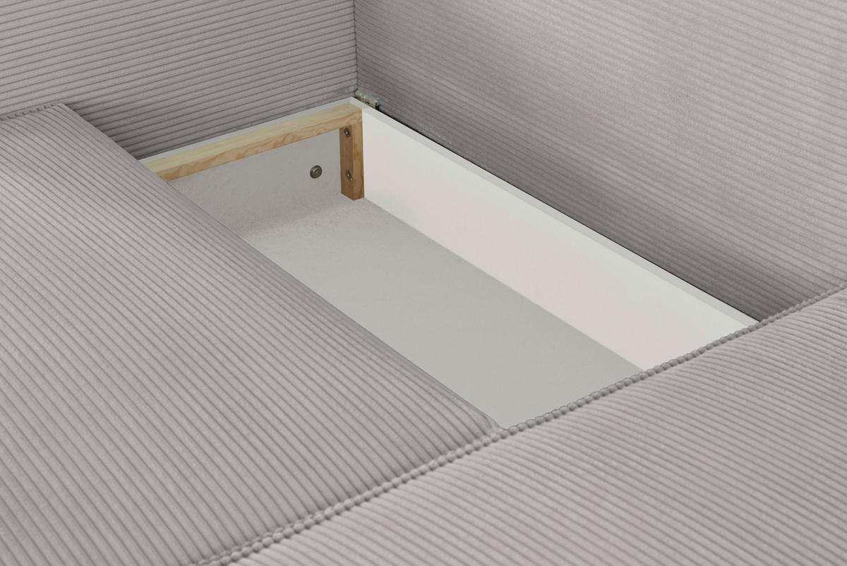 ECKSOFA Grau Feincord  - Schwarz/Grau, KONVENTIONELL, Kunststoff/Textil (242/151cm) - Carryhome