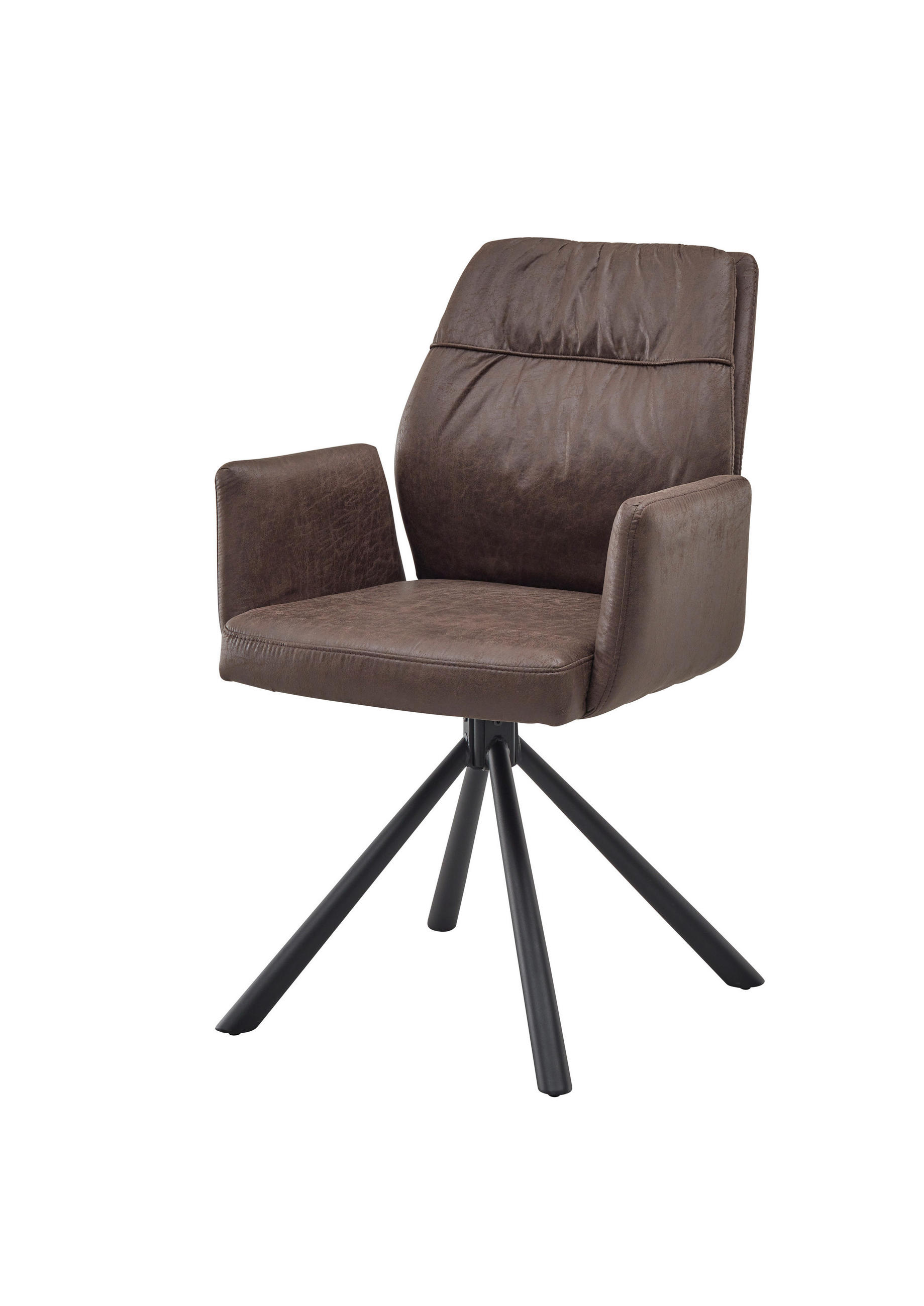 ARMLEHNSTUHL  Sitzfläche 180° drehbar Mikrofaser  - Schwarz/Braun, KONVENTIONELL, Textil/Metall (57/91/62cm) - P & B