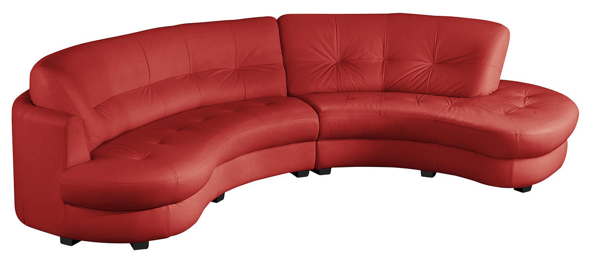 ECKSOFA in Lederlook Echtleder Rot  300/113 cm  - Rot/Schwarz, Design, Leder/Kunststoff (300/113cm) - Livetastic