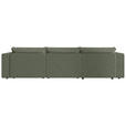 ECKSOFA Olivgrün Cord Zierkissen, Rückenkissen, Schlaffunktion, Rücken echt  - Schwarz/Olivgrün, MODERN, Kunststoff/Textil (350/168cm) - Xora