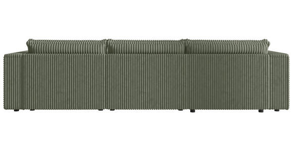 ECKSOFA Olivgrün Cord Zierkissen, Rückenkissen, Schlaffunktion, Rücken echt  - Schwarz/Olivgrün, MODERN, Kunststoff/Textil (350/168cm) - Xora
