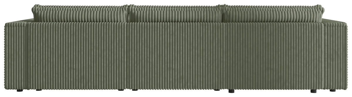 ECKSOFA Olivgrün Cord Zierkissen, Rückenkissen, Schlaffunktion, Rücken echt  - Schwarz/Olivgrün, MODERN, Kunststoff/Textil (350/168cm) - Xora