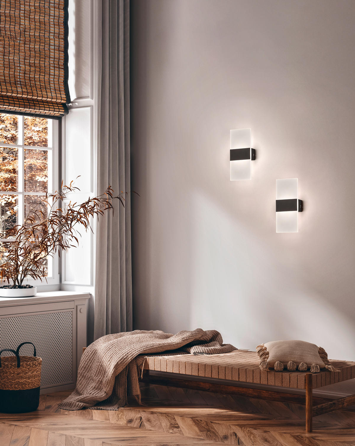 LED-WANDLEUCHTE Foder 5/12/27 cm   - Schwarz/Weiß, MODERN, Kunststoff/Metall (5/12/27cm) - Fischer & Honsel
