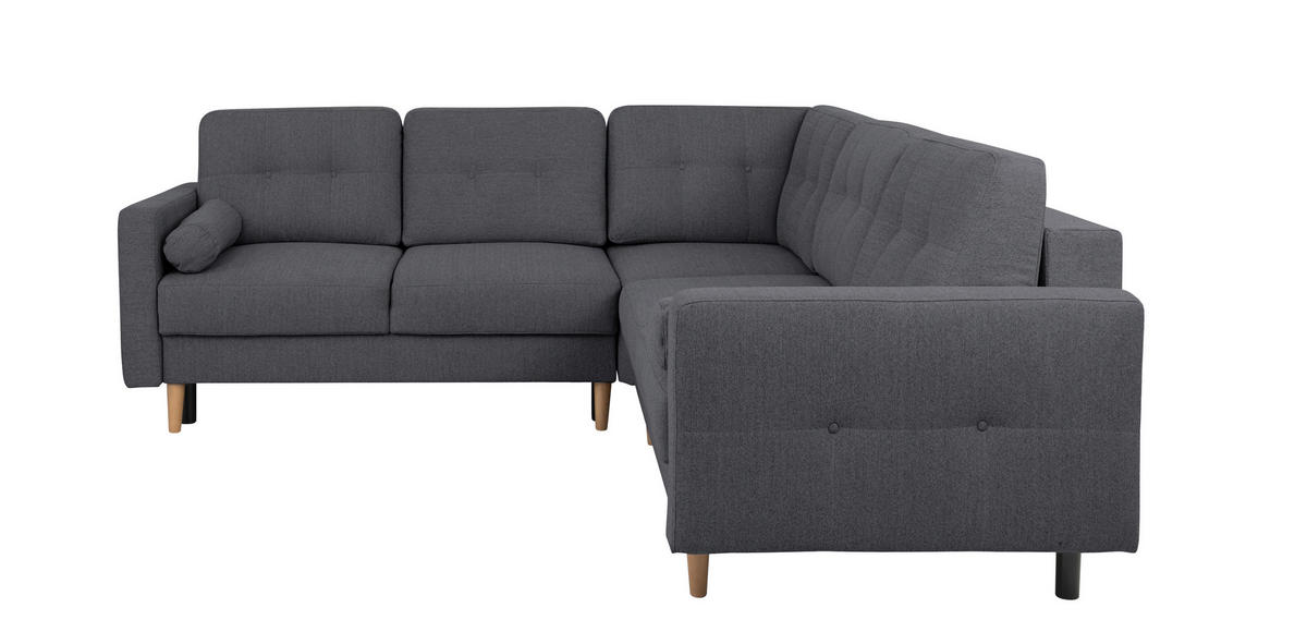 ECKSOFA in Dunkelgrau  - Dunkelgrau/Buchefarben, Design, Holz/Textil (242/242cm) - MID.YOU