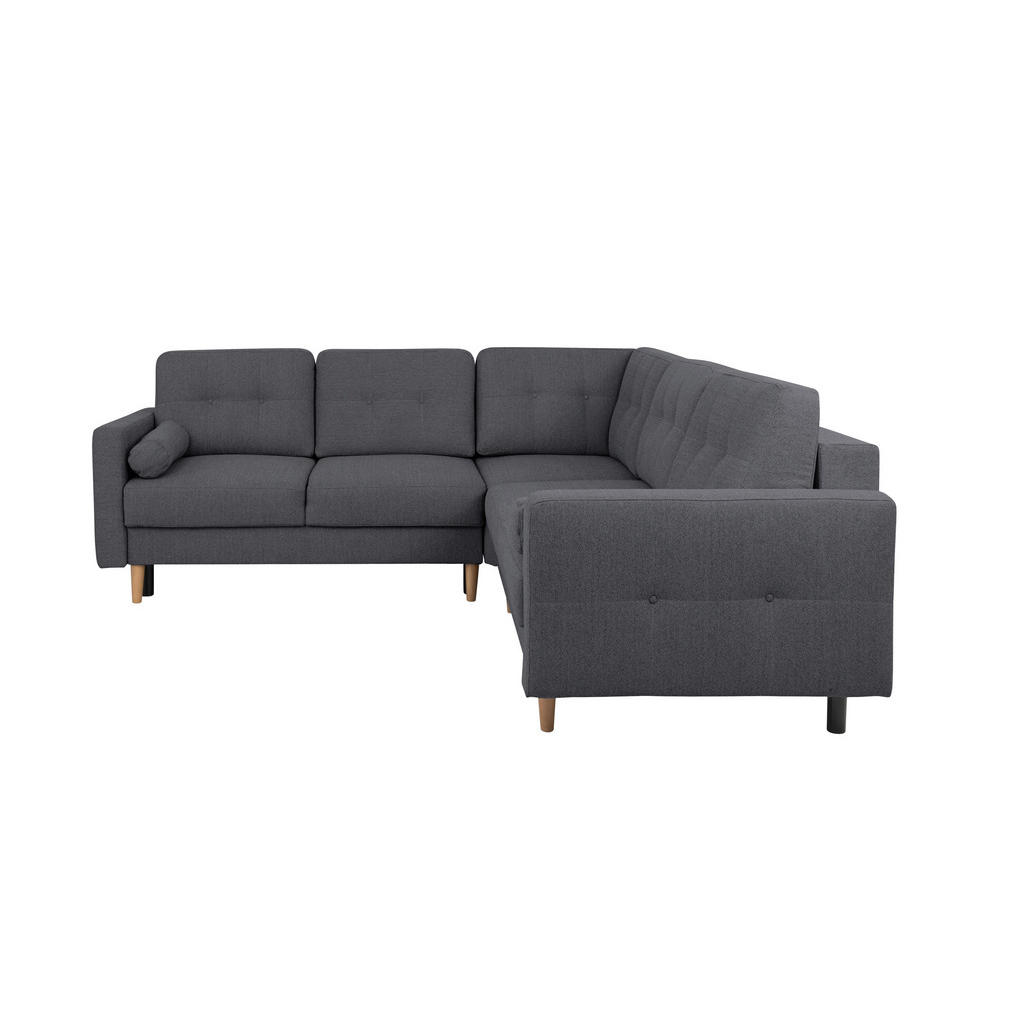 Thumbnail - Mid.you Ecksofa Noret, Dunkelgrau, Textil, Birke, Buche, Hartholz, 5-Sitzer, Füllung: Polyurethan (PUR),Silikon, Schaums...