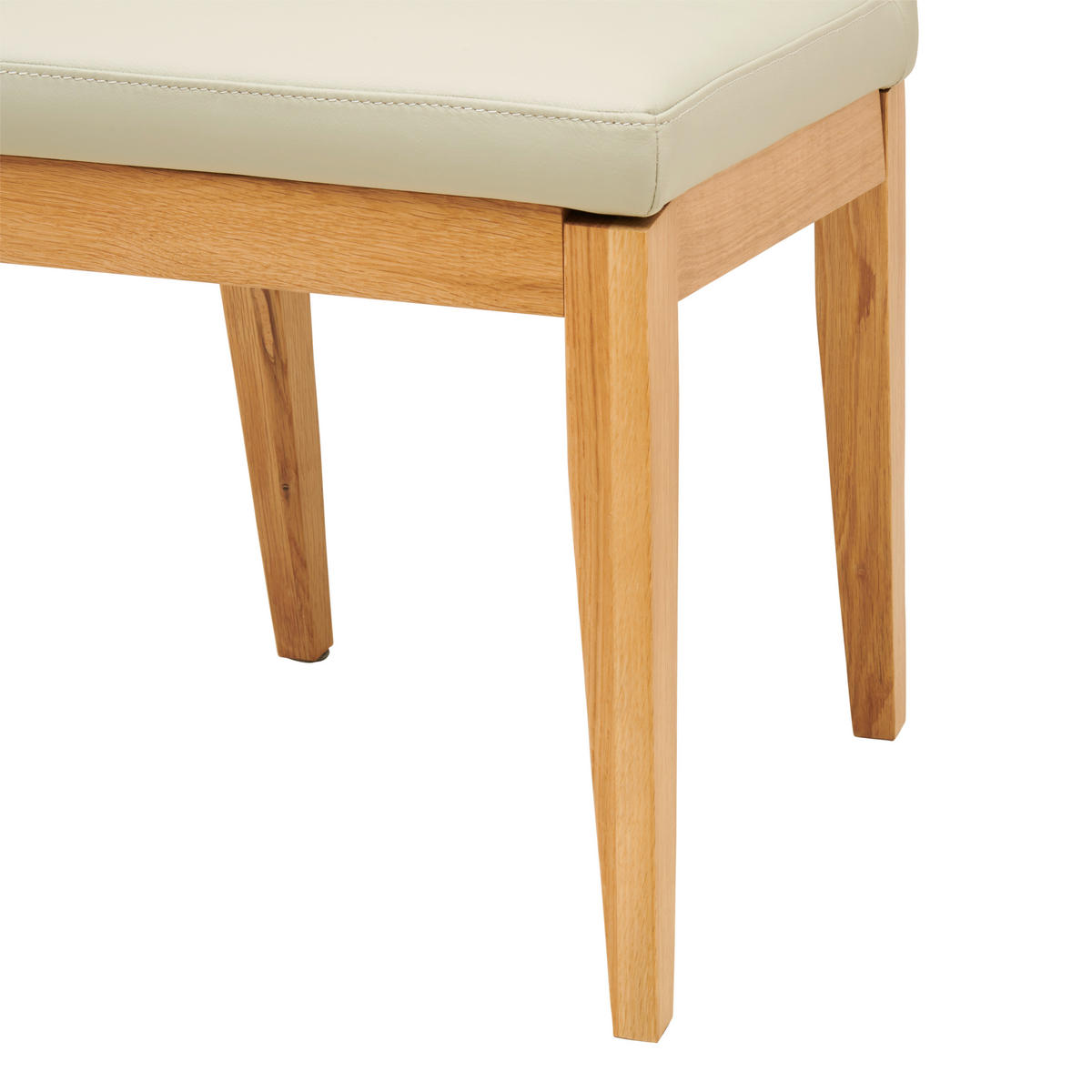 STUHL Echtleder Beige  - Eichefarben/Beige, MODERN, Leder/Holz (48,5/86,5/60cm) - Livetastic