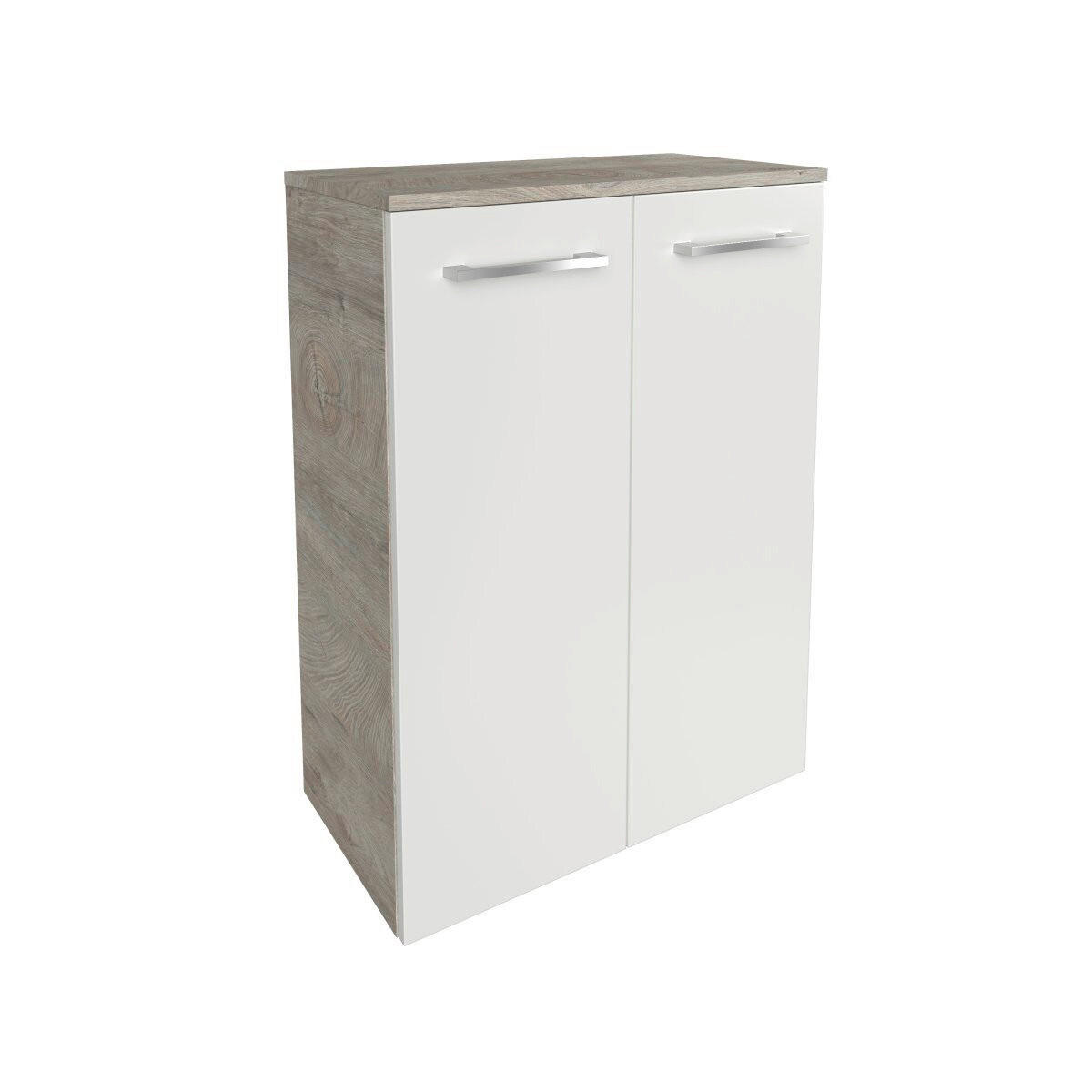 MIDISCHRANK 60,2/82,6/32 cm  - Chromfarben/Weiß Hochglanz, Basics, Glas/Holzwerkstoff (60,2/82,6/32cm) - MID.YOU