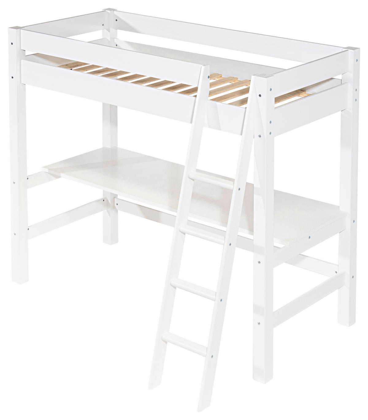 Pat Înalt 90/200 cm  - alb/culoare natur, Lifestyle, lemn (90/200cm) - MID.YOU