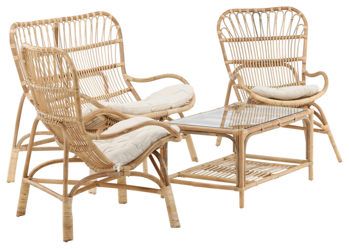 LOUNGEGARNITUR Rattan  - Braun, KONVENTIONELL, Holz - Gardenson