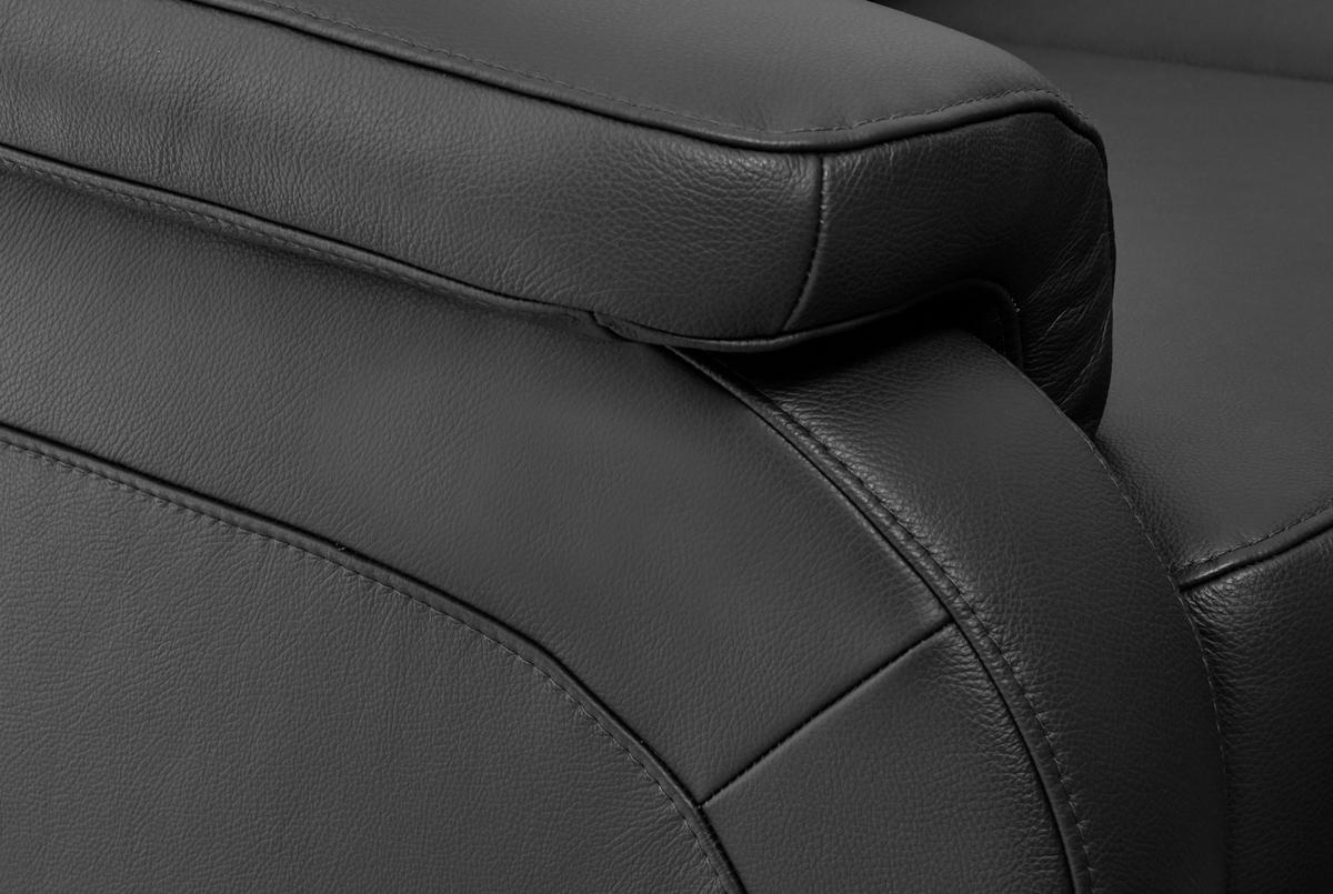WOHNLANDSCHAFT in Echtleder Anthrazit  - Anthrazit/Alufarben, Konventionell, Leder/Metall (239/329/165cm) - Beldomo Premium