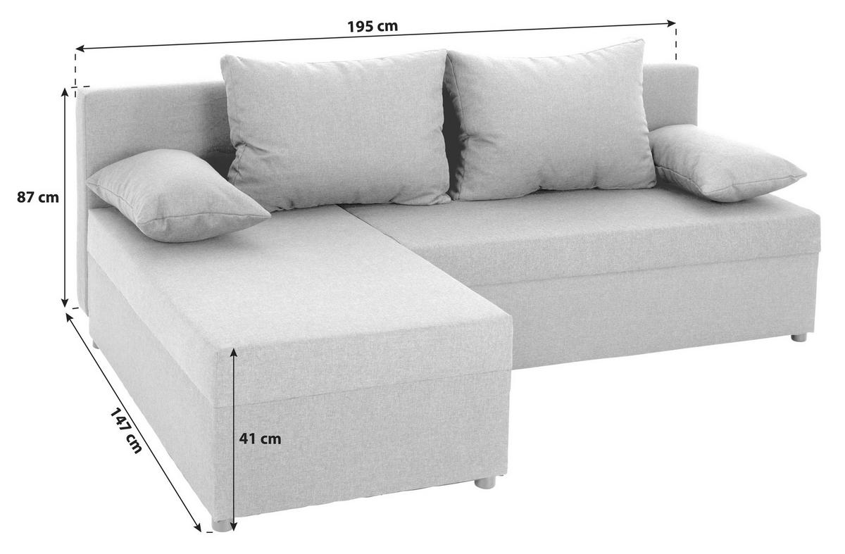 ECKSOFA Grau Webstoff  - Schwarz/Grau, Design, Kunststoff/Textil (195/147cm) - P & B