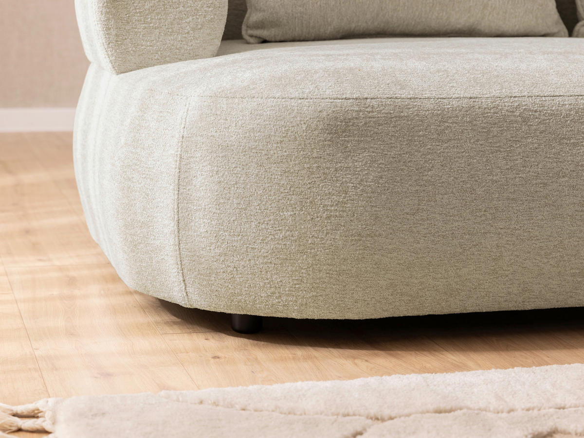 ECKSOFA in Chenille Beige  256/156 cm  - Beige/Schwarz, Design, Kunststoff/Textil (256/156cm) - Livetastic