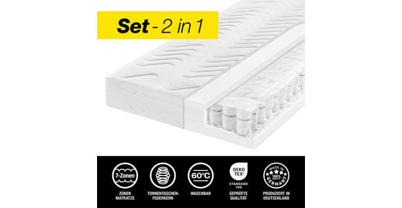 MATRATZENSET 90/190 cm  - Eichefarben, Basics, Holz (90/190cm) - Sleeptex