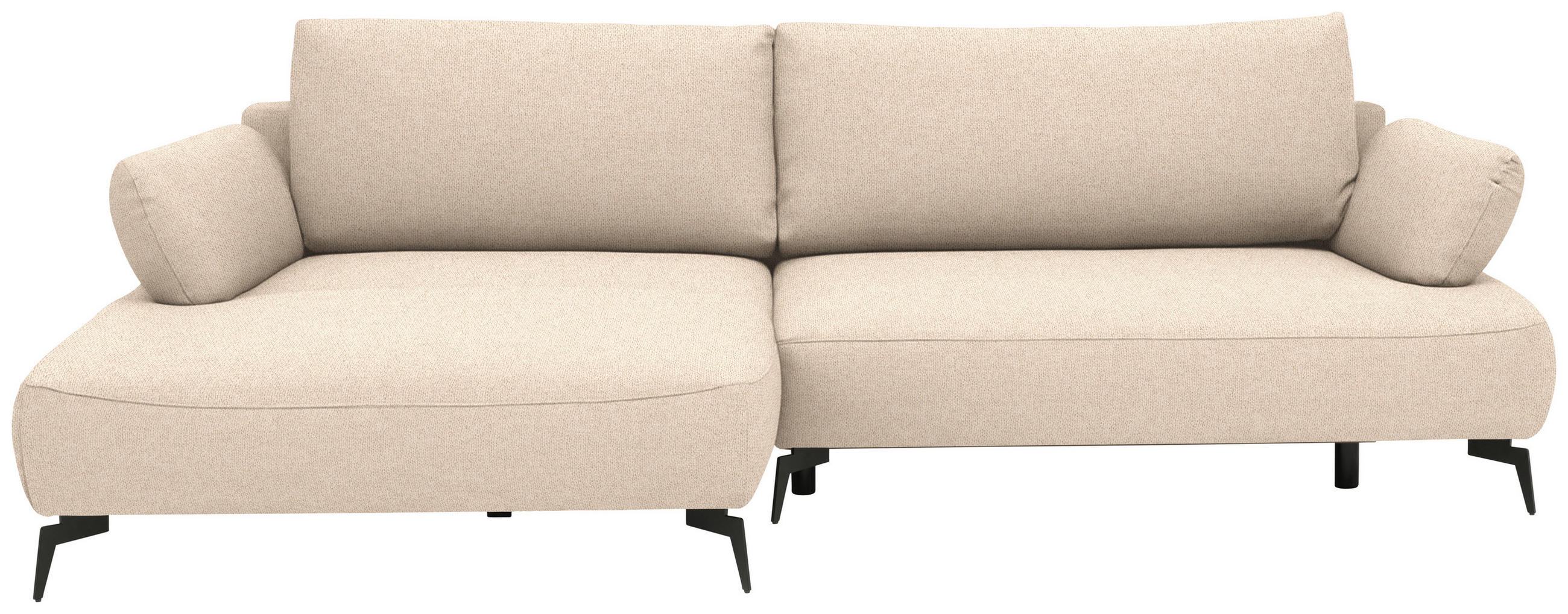 ECKSOFA  Struktur Beige  - Beige/Schwarz, Design, Textil/Metall (186/284cm) - Lomoco