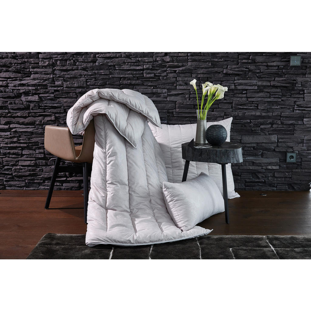 Thumbnail - Centa-Star Ganzjahresdecke Cosy, Hellgrau, Textil, Ornament, Füllung: Polyester, 135x200 cm, Oeko-Tex® Standard 100, Mad...