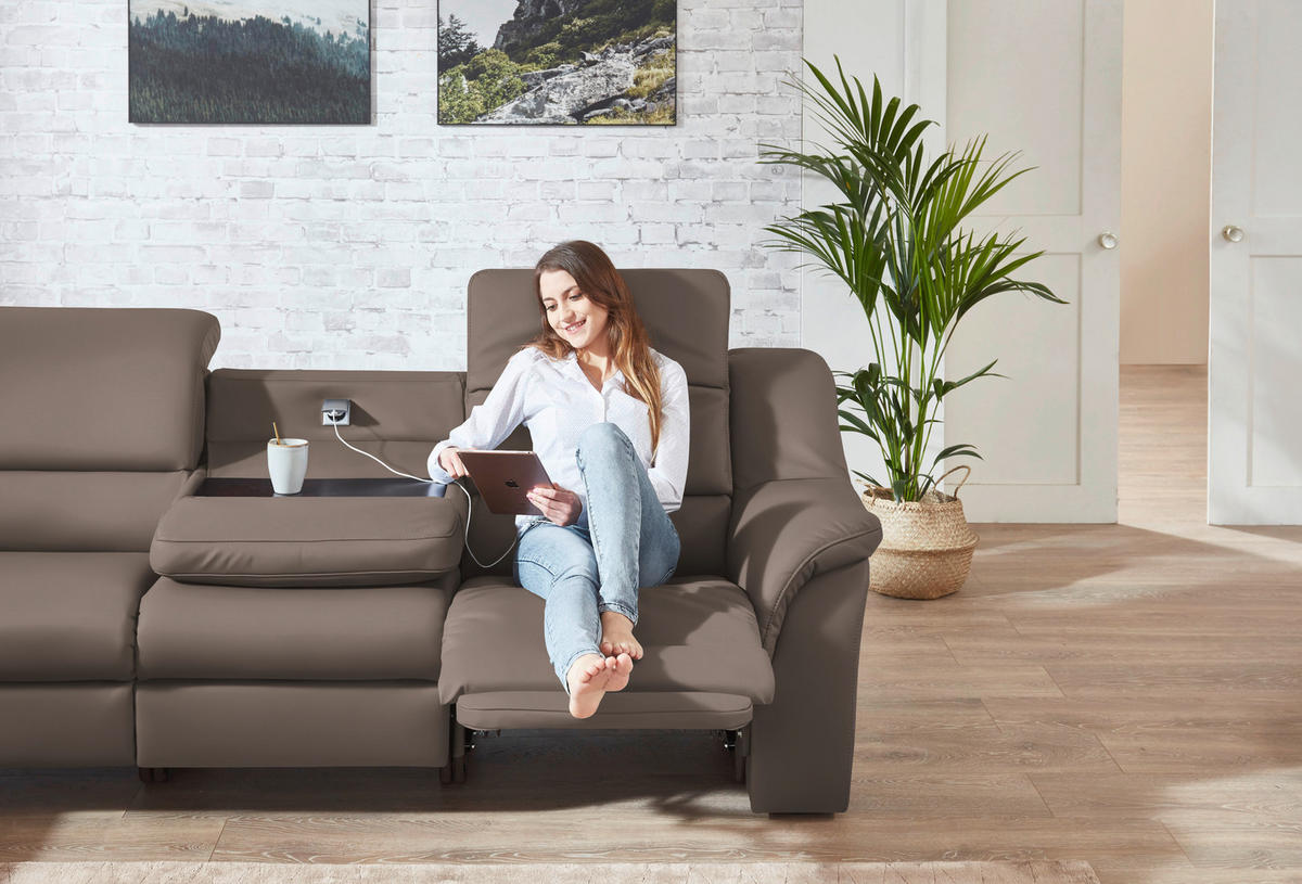 ECKSOFA  in Echtleder Fango  260/324 cm  - Fango/Schwarz, KONVENTIONELL, Leder/Kunststoff (260/324cm) - Cantus