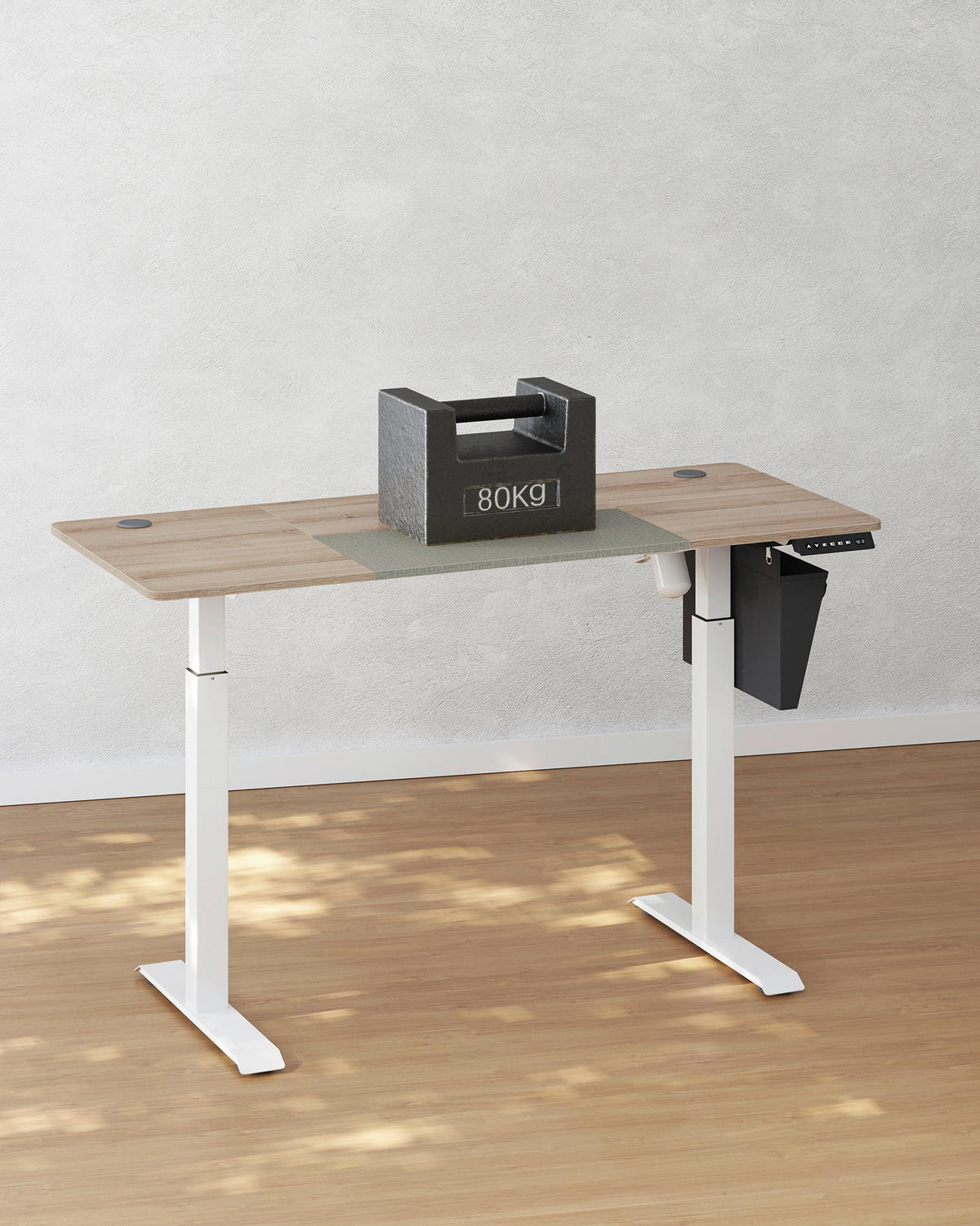 COMPUTERTISCH 140/60/72-120 cm Weiß, Beige elektrisch höhenverstellbar  - Beige/Weiß, Basics, Holzwerkstoff/Metall (140/60/72-120cm) - Boxxx
