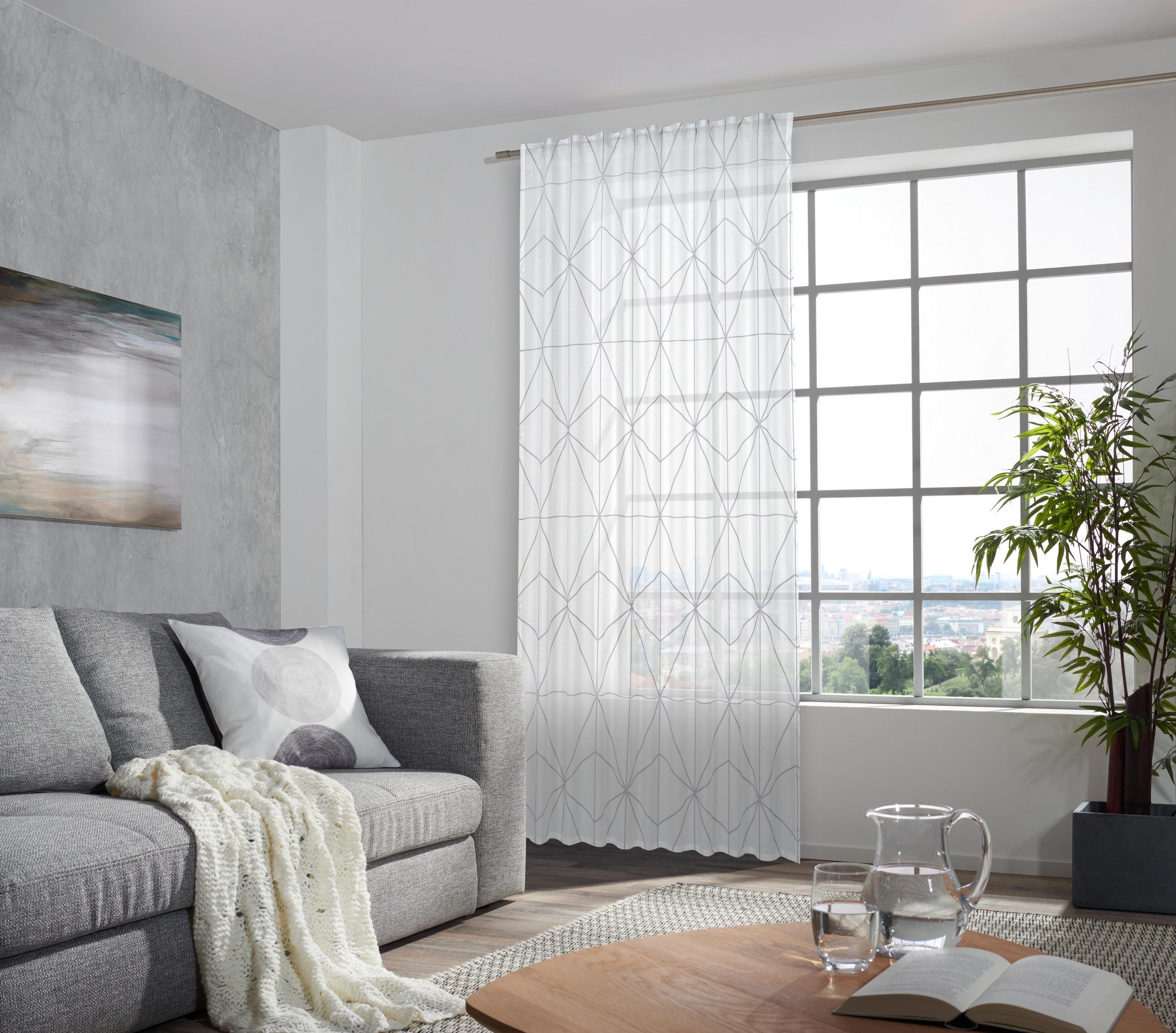 FERTIGVORHANG halbtransparent  - Grau, Design, Textil (140/255cm) - Bio:Vio