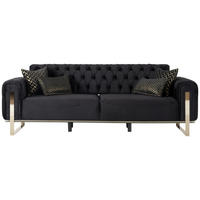 3-SITZER-SOFA Samt Schwarz  - Goldfarben/Schwarz, Design, Textil (236/93/83cm) - Livetastic