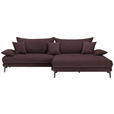 ECKSOFA in Flachgewebe Dunkelbraun  - Dunkelbraun/Schwarz, MODERN, Textil/Metall (297/173cm) - Carryhome