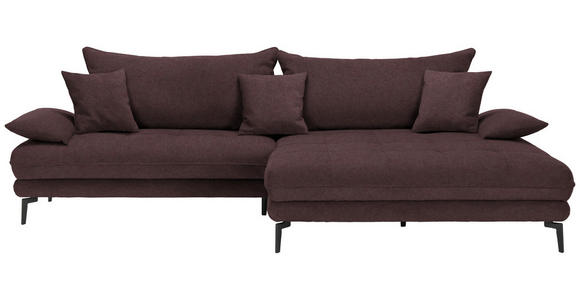 ECKSOFA in Flachgewebe Dunkelbraun 292/176 cm - Dunkelbraun/Schwarz, MODERN, Textil/Metall (292/176cm) - Carryhome