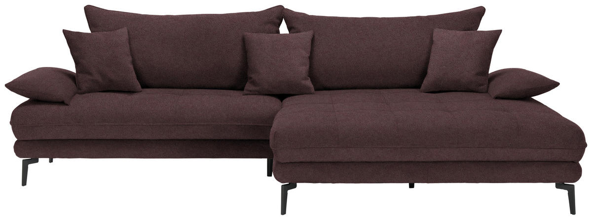 ECKSOFA PRATO Dunkelbraun Flachgewebe  - Dunkelbraun/Schwarz, MODERN, Textil/Metall (292/176cm) - MID.YOU