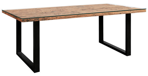 ESSTISCH in Holz, Metall, Glas 200/100/76 cm  - Schwarz/Braun, Design, Glas/Holz (200/100/76cm) - Ambia Home