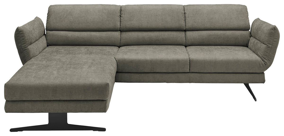 ECKSOFA in Flachgewebe Grün  176-217/279-327 cm  - Schwarz/Grün, Design, Textil/Metall (176-217/279-327cm) - Dieter Knoll