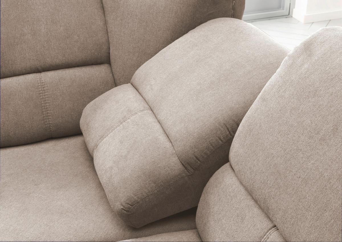 ECKSOFA Taupe Mikrofaser  - Taupe/Chromfarben, KONVENTIONELL, Holz/Textil (271/224cm) - Livetastic