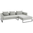 ECKSOFA  in Feincord Hellgrau  284/178 cm  - Hellgrau/Schwarz, KONVENTIONELL, Textil/Metall (284/178cm) - Hom`in