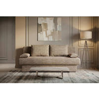 SCHLAFSOFA  mit Liegefunktion, Rücken echt Webstoff Cappuccino  - Chromfarben/Schwarz, Design, Kunststoff/Textil (193/85/86cm) - P & B