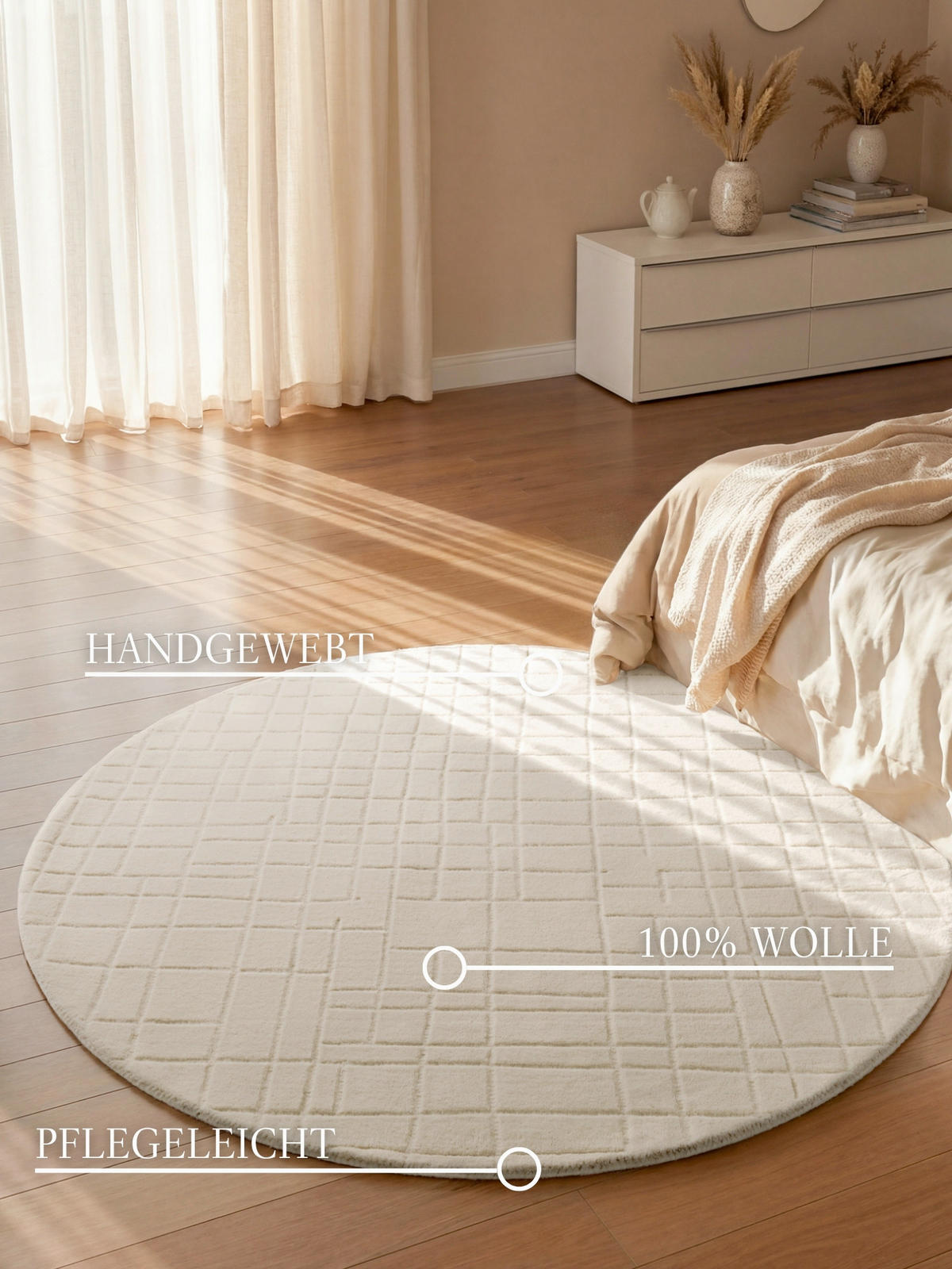 WOLLTEPPICH  Wohnzimmer 200 cm Kollektion 1890 Kenso Creme rund  - Creme, Basics, Textil (200cm) - Villeroy & Boch