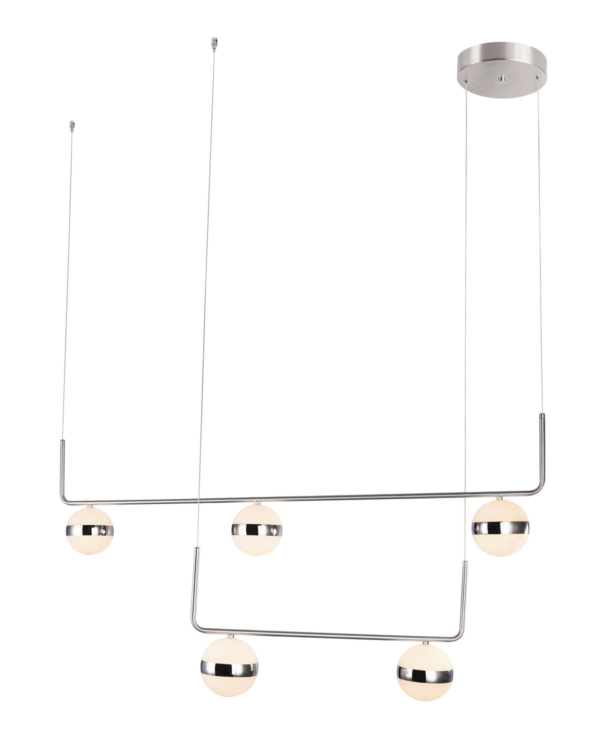 LED-HÄNGELEUCHTE 130/38/150 cm  - Weiß/Nickelfarben, Design, Kunststoff/Metall (130/38/150cm) - Globo