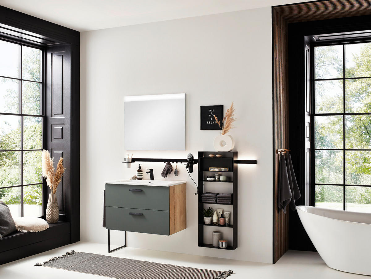 BADEZIMMERREGAL 45/115,2/15 cm  - Schwarz, MODERN, Metall (45/115,2/15cm) - Celina Home