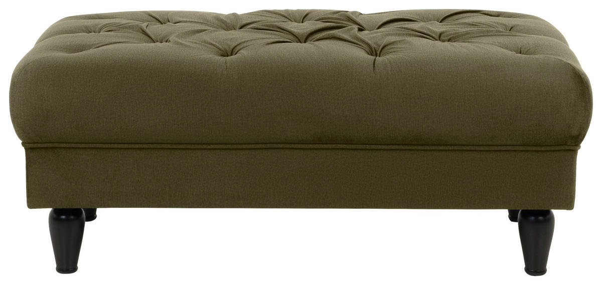 HOCKER in Textil Olivgrün  - Schwarz/Olivgrün, Design, Holz/Textil (110/44/56cm) - MID.YOU
