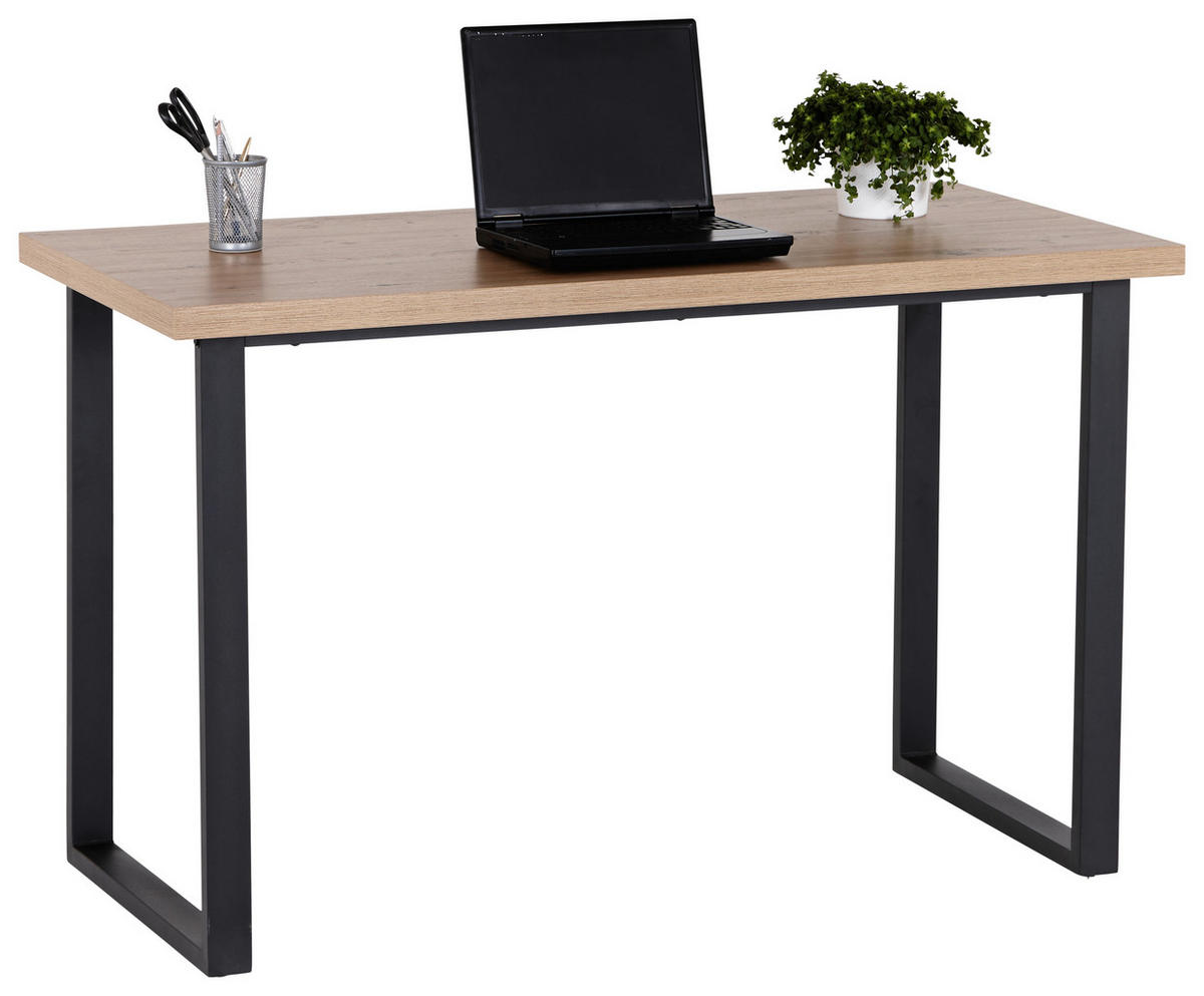 SCHREIBTISCH 120/60/75 cm  in Schwarz, Eichefarben  - Eichefarben/Schwarz, Modern, Holzwerkstoff/Metall (120/60/75cm) - MID.YOU