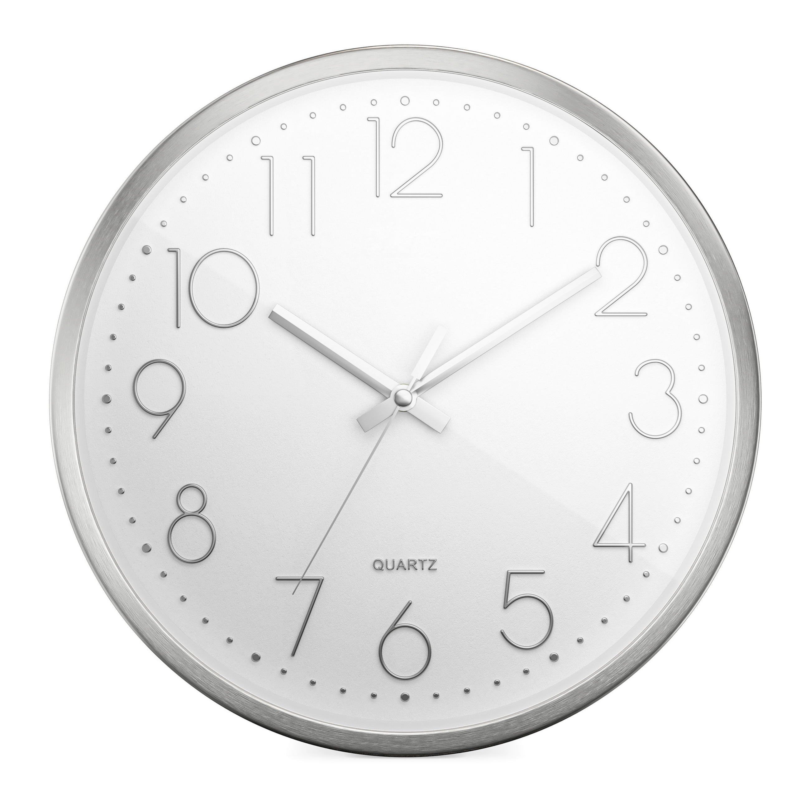 WANDUHR  Silberfarben, Weiß 30 cm  - Silberfarben/Weiß, Basics, Metall (30cm)
