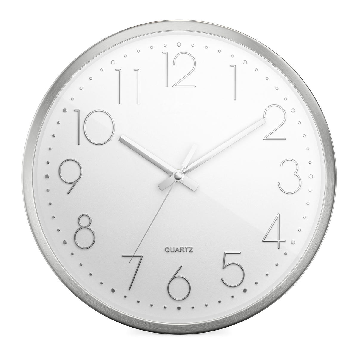 WANDUHR  Silberfarben, Weiß 30 cm  - Silberfarben/Weiß, Basics, Metall (30cm)