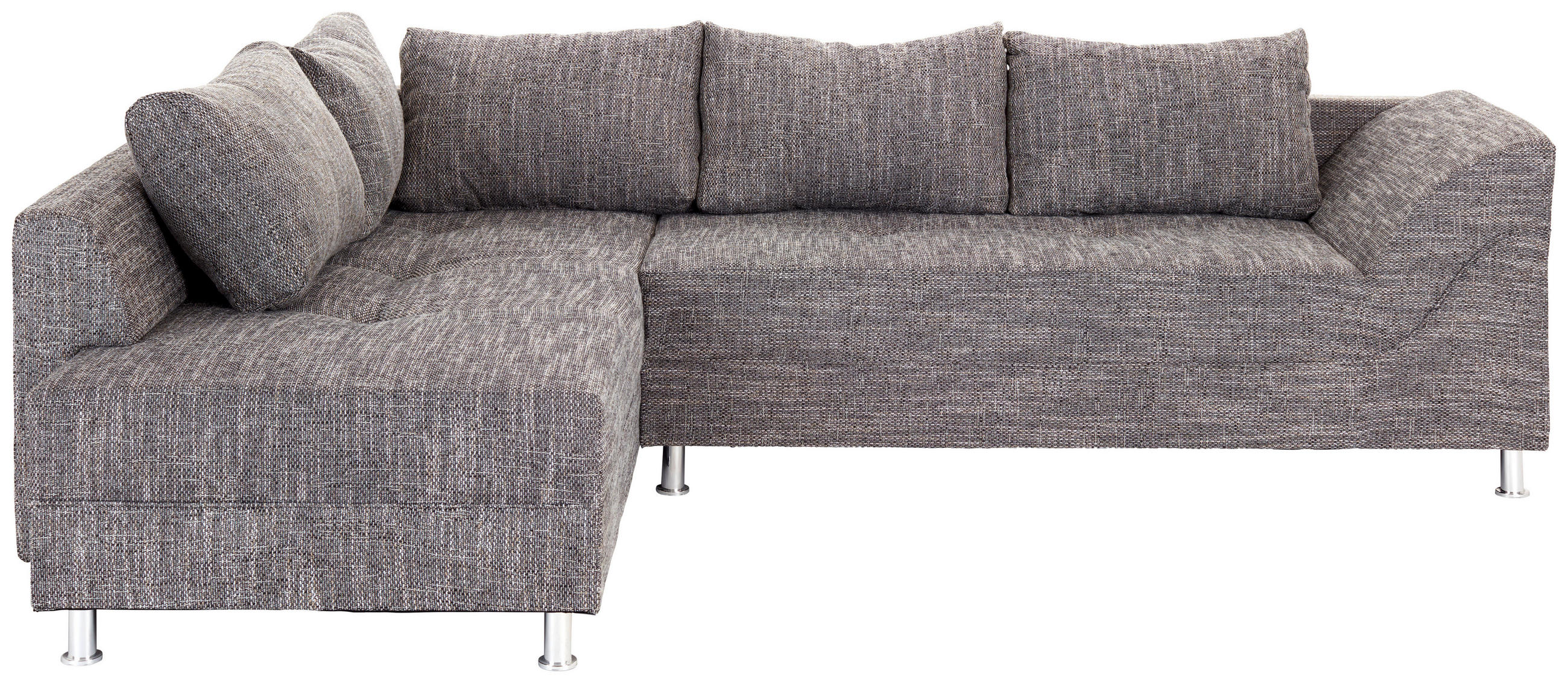 ECKSOFA Grau Webstoff  - Chromfarben/Schwarz, Design, Kunststoff/Textil (200/267cm) - P & B