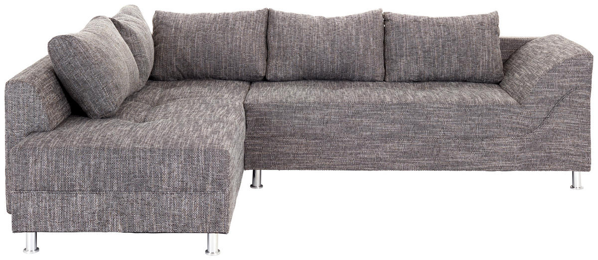 ECKSOFA Grau Webstoff  - Chromfarben/Schwarz, Design, Kunststoff/Textil (200/267cm) - P & B