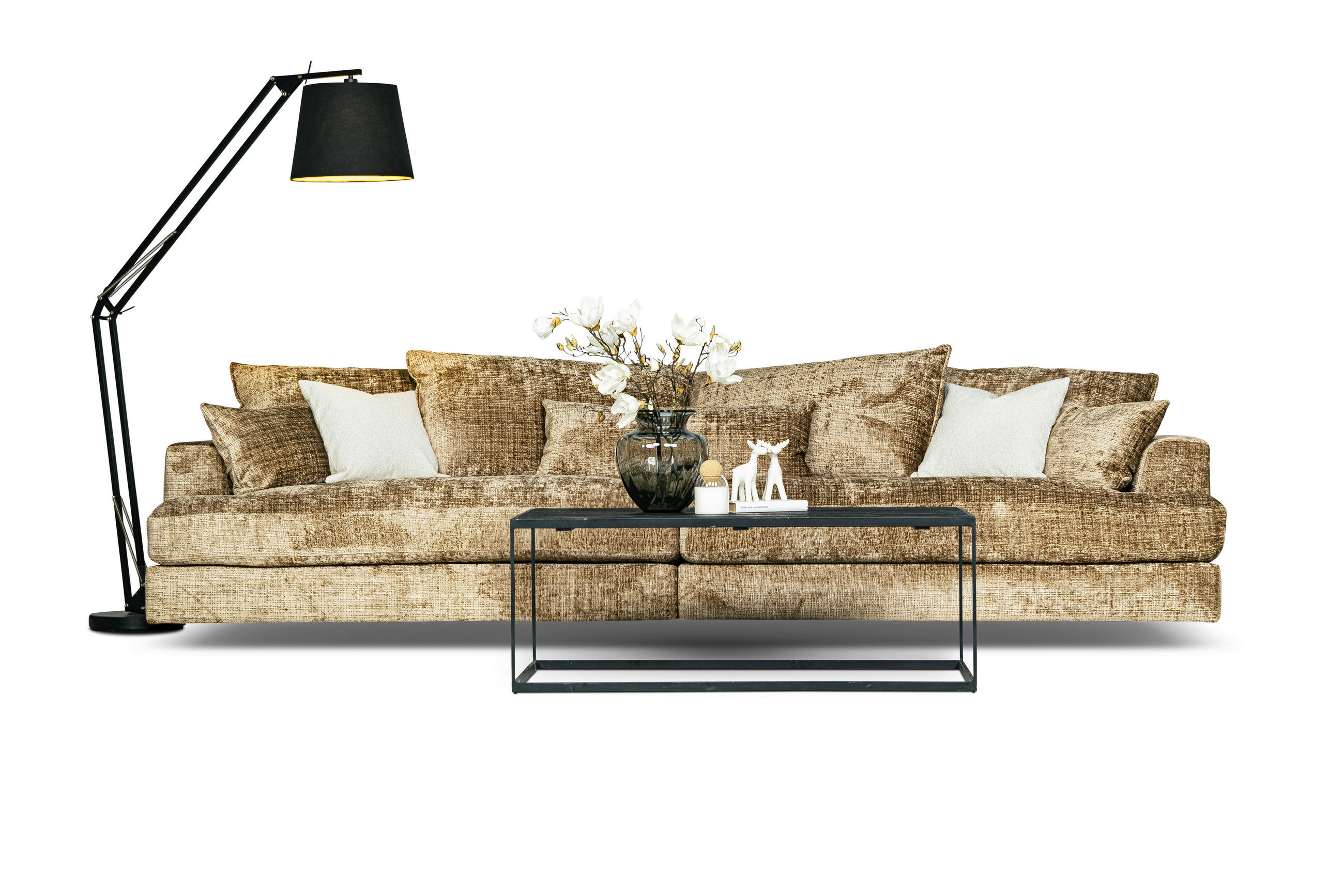 SOFFA i beige  - beige/svart, Klassisk, trä/textil (324/81/120cm) - Novel