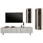 WOHNWAND in Perlmutt 256/185/45 cm - Perlmutt/Schwarz, Design, Glas/Holzwerkstoff (256/185/45cm) - Johann Jakob