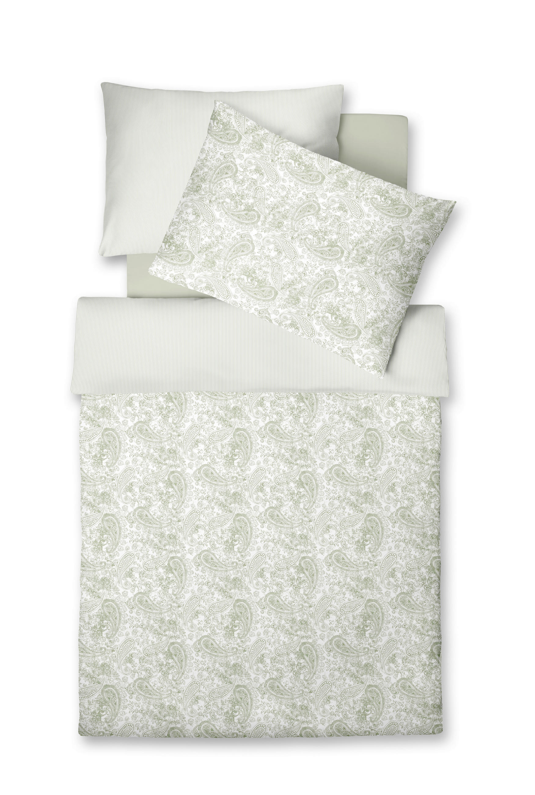 OBOUSTRANNÉ POVLEČENÍ, makosatén, zelená, bílá, 140/200 cm - bílá/zelená, Konvenční, textil (140/200cm) - Fleuresse