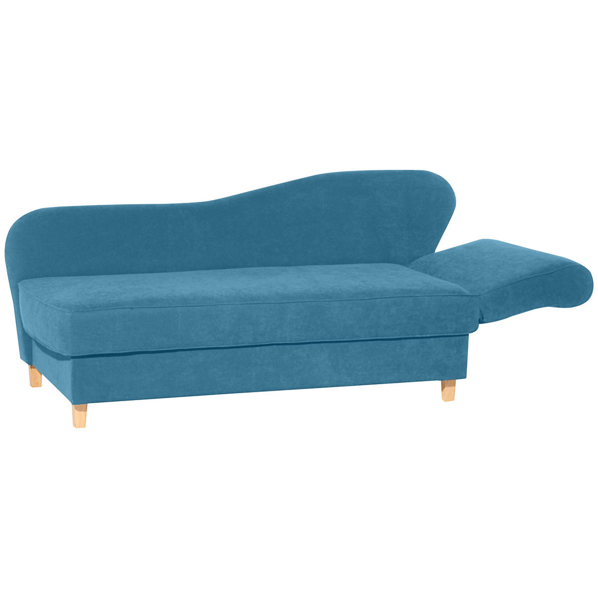 RÉCAMIERE in Velours Petrol  - Buchefarben/Petrol, Design, Holz/Textil (190/88/82cm) - Max Winzer